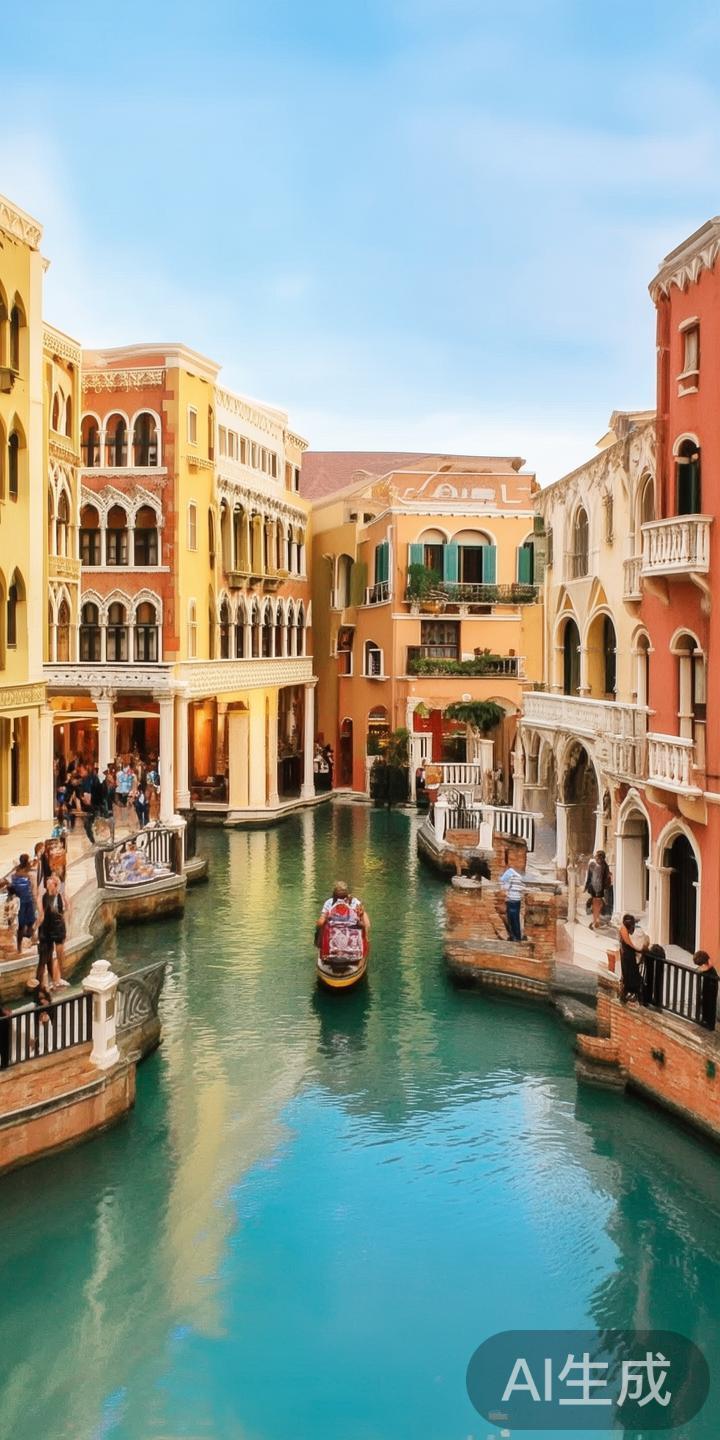 位于澳门的威尼斯“误乐城”以其逼真的意大利威尼斯风